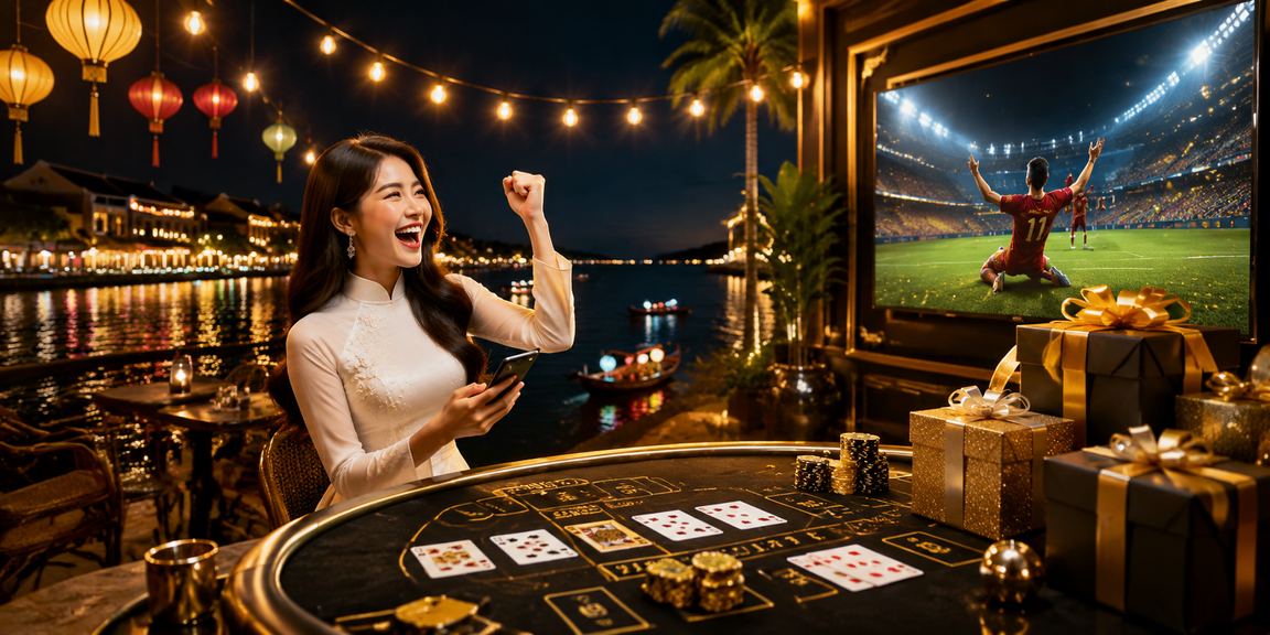 Khung cảnh chơi baccarat tại Hội An với trang phục áo dài phổ biến